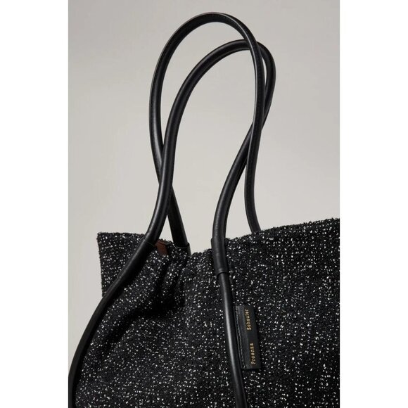 Proenza Schouler Large Black Tweed Leather Ruched Tote Women's Bag $1,090 - Picture 3 of 16